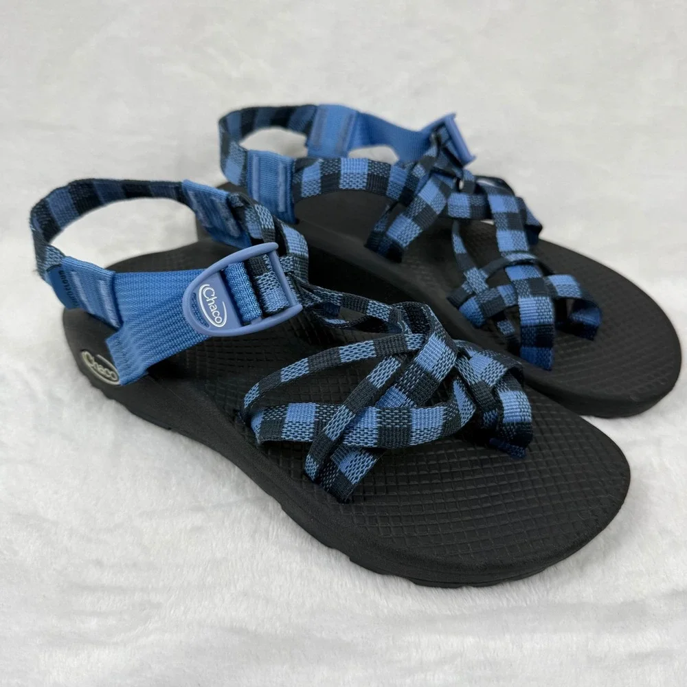 Chaco‎ Z Cloud 2 Womens 7 Blue Checkered Strappy Toe Loop Hiking Sandals J106820